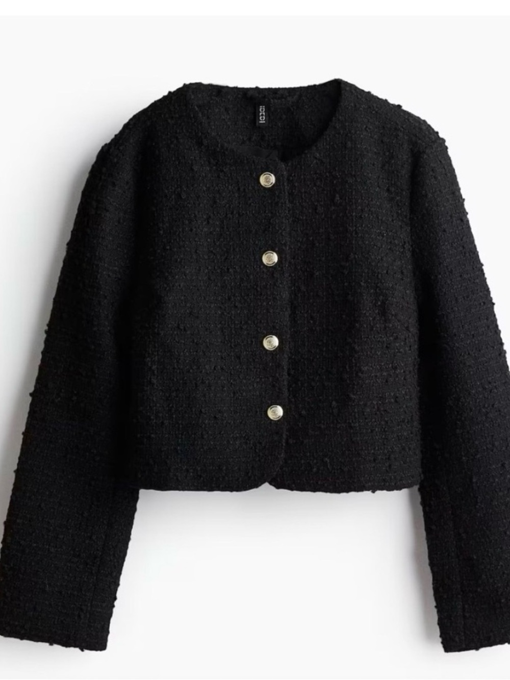 NWT H&M Short Boucle jacket black with gold buttons